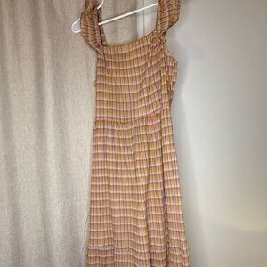 LOFT Shoulder Dress in Pink and Yellow Plaid
